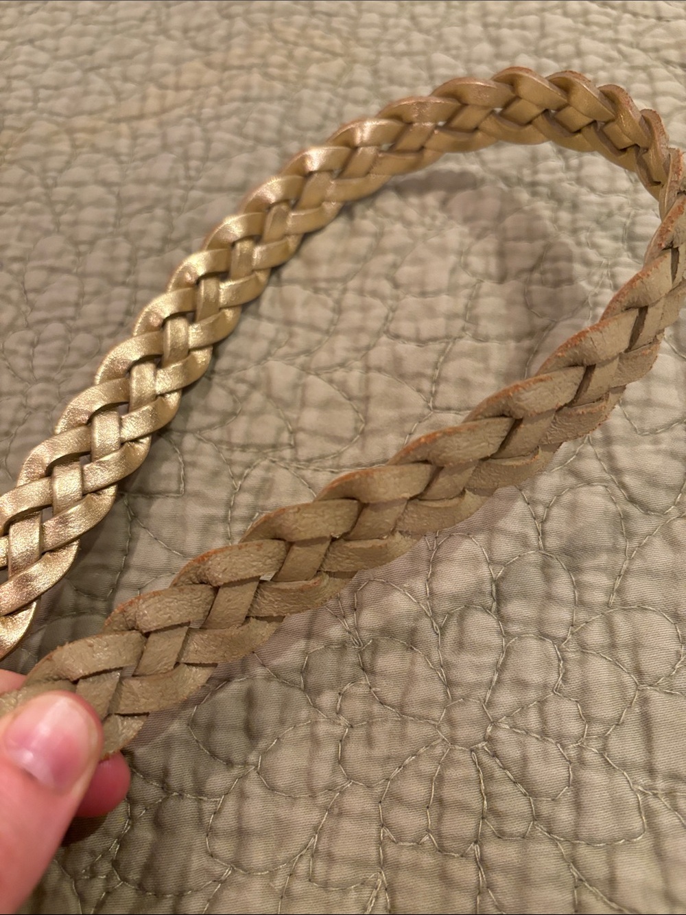 Lauren Ralph Lauren Gold Braided Leather Belt L/XL - Picture 8 of 8